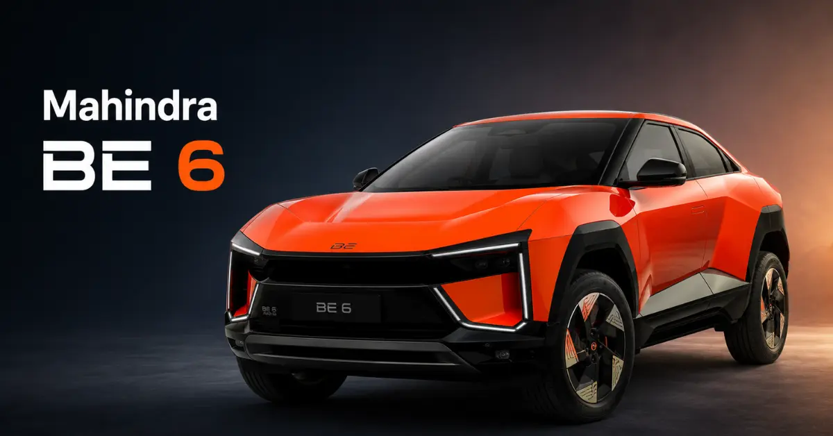 Mahindra BE 6 futuristic electric SUV with sharp LED lights and sporty coupe design in India