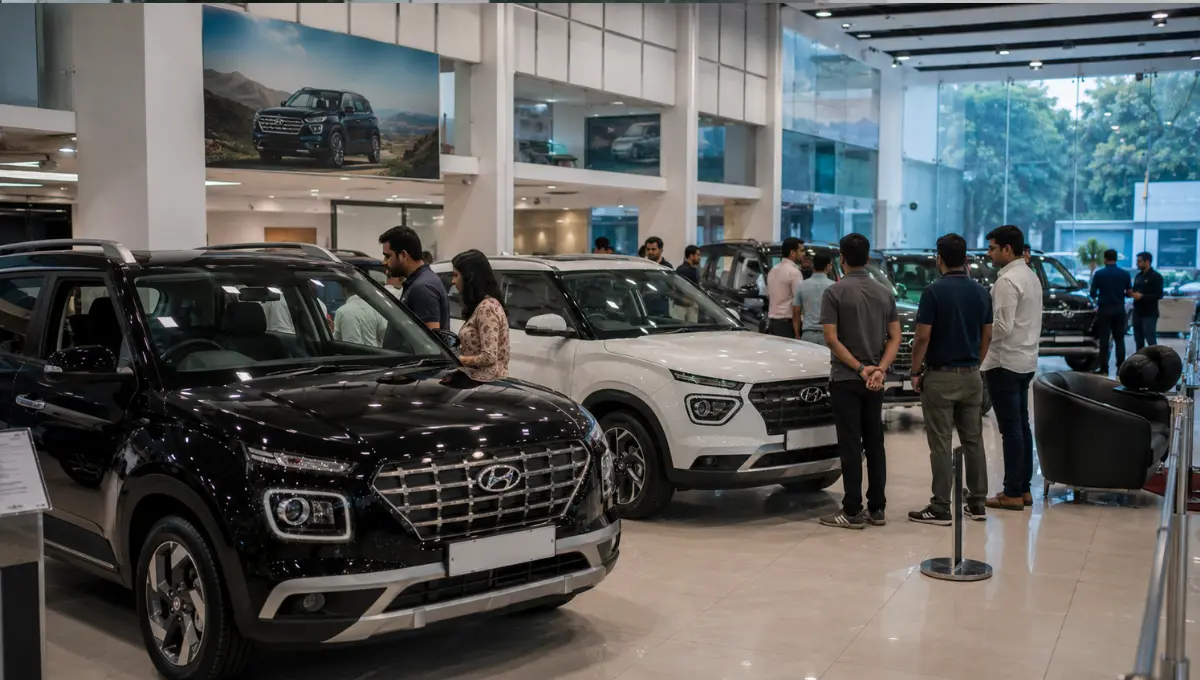 Hyundai Sales Creta and Venue at an Indian car dealership