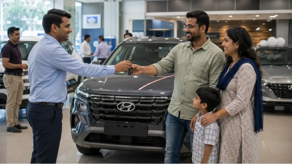 Hyundai Sales Creta and Venue at an Indian car dealership